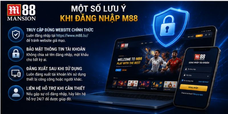 Lưu ý khi đăng nhập m88
